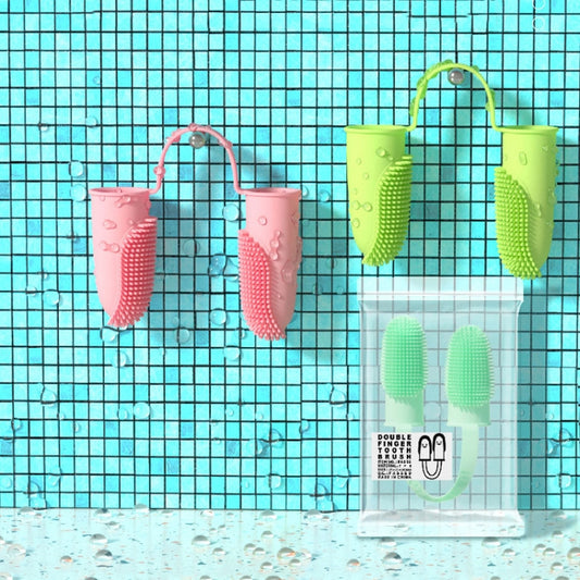 2pcs Pet Teeth Cleaning Dual Finger Toothbrush Dogs And Cats Oral Cleaning Tools(Blue Green) by bashfashion