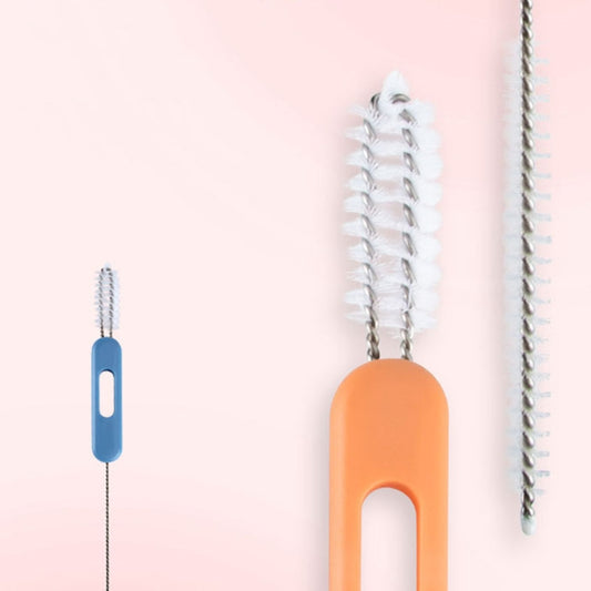 Multifunctional Straw Lid Cleaning Brush Nylon Stainless Steel Crevice Scrubber Comb(Orange) by bashfashion