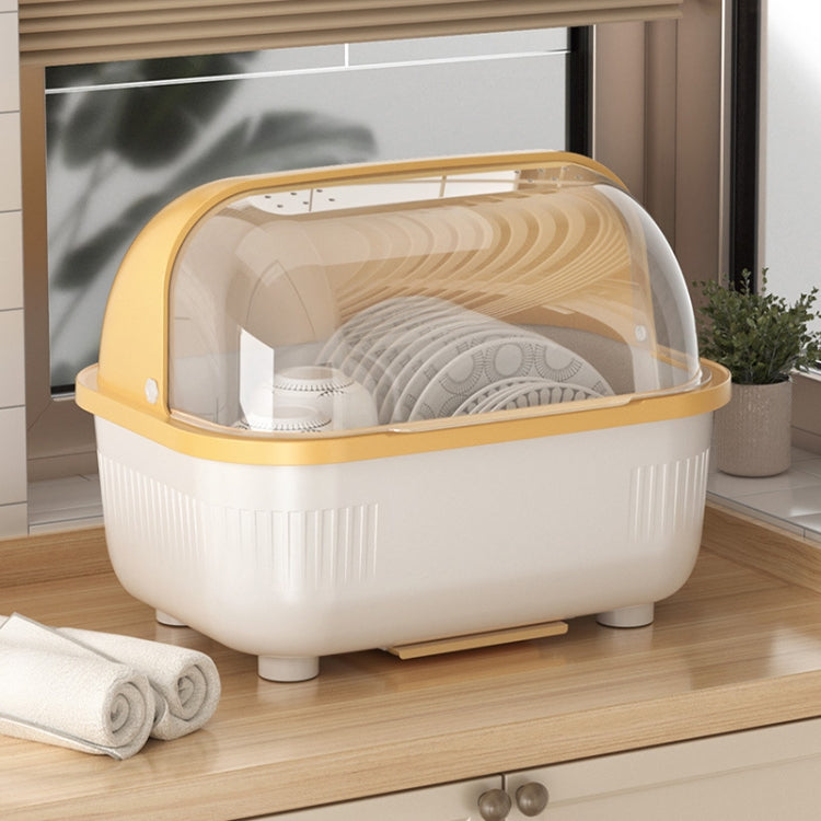 Household Dustproof Kitchen Tableware Storage Box Tableware Drain Rack, Spec: S (Yellow) by bashfashion
