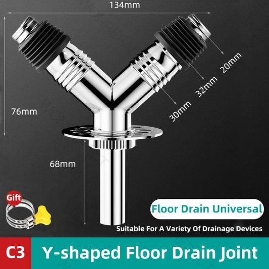 Y-shape Washing Machine Floor Drain Joint Pipe Connector, Spec: C3 by bashfashion
