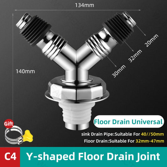 Y-shape Washing Machine Floor Drain Joint Pipe Connector, Spec: C4 by bashfashion