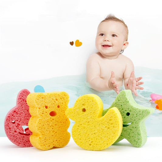 Baby Bathing Wood Pulp Sponge Cute Cartoon Soft Bath Sponge Bath Scrubber, Model: Little Star by bashfashion