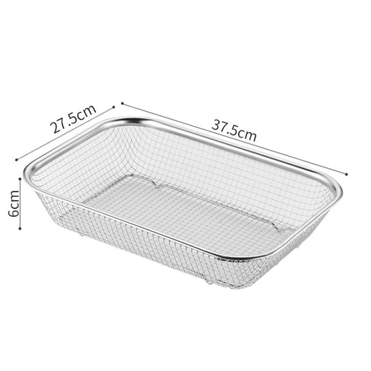 Kitchen Sterilization Cabinet Cutlery Organizer Household Stainless Steel Drainage Tray, Model: Line Rectangular Basket Extra Large by bashfashion