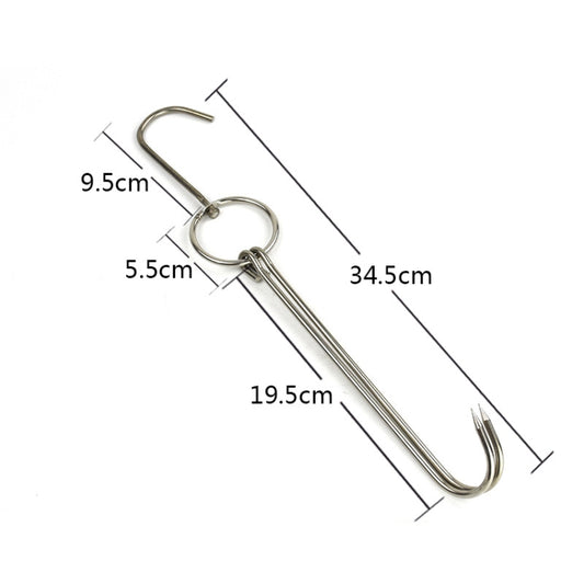 Stainless Steel Double Ring Duck Cooker Hanger Outdoor Barbecue Hanging Hook Stand, Specs: 4 Centi Steel Thick Extra Long 34.5cm by bashfashion