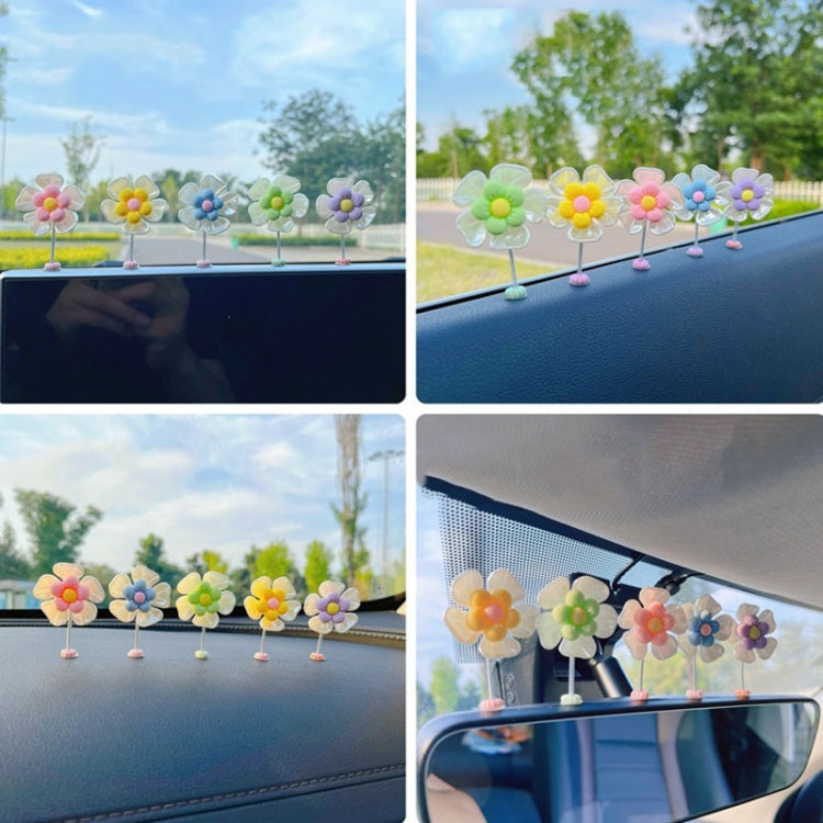 5pcs /Set Cute Cartoon Flower Car Shaking Ornament Car Dashboard Decoration, Style: Transparent by bashfashion