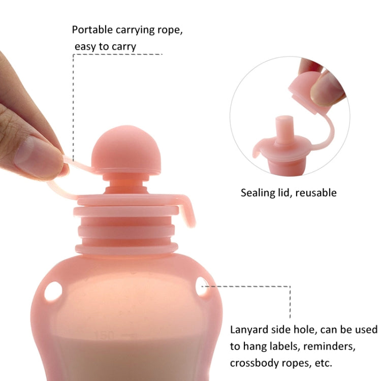 150ml Reusable Silicone Baby Food Pouches Refillable Squeeze Storage Containers(Blue) by bashfashion