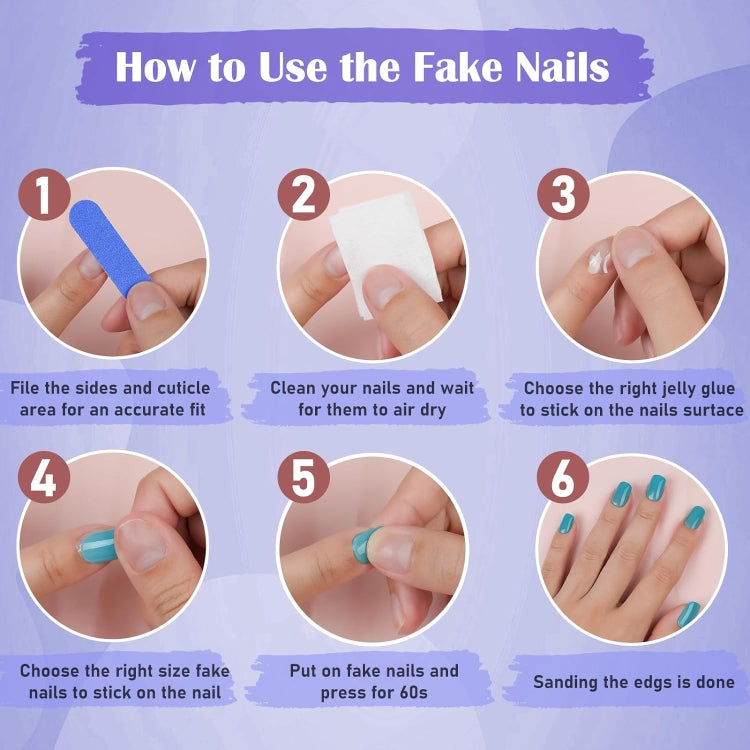 24pcs /Box Press On Nails Dark Star and Moon Series False Nails Mid-Length Ballet Nails(R722) by bashfashion