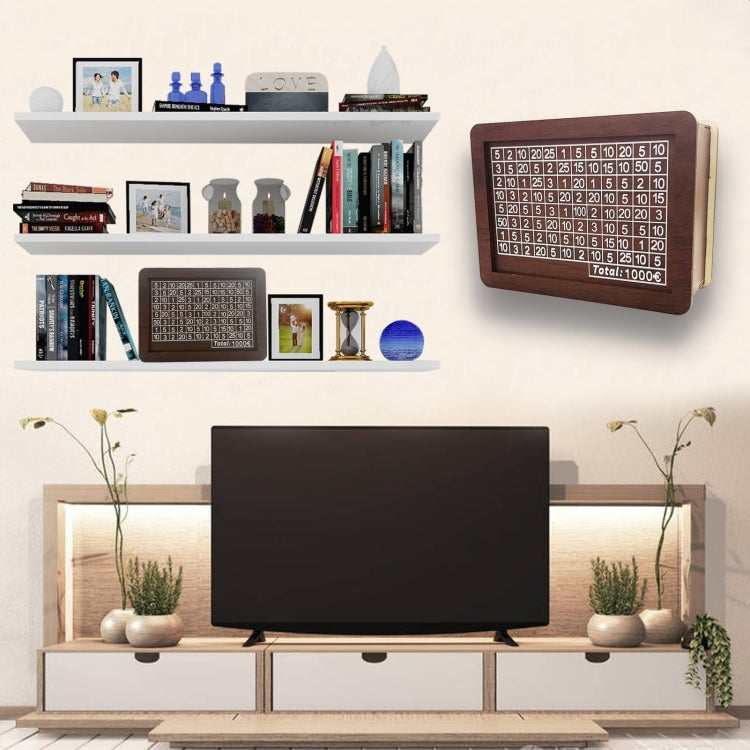 Wooden Money Box Piggy Bank With Counter Home Library Decoration, Spec: Dark Brown 1000 Euros by bashfashion