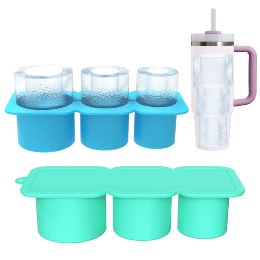 Silicone Ice Molds With Lid For Stanley Tumblers Cups Can Making 3 Hollow Cylinders(Blue) by bashfashion