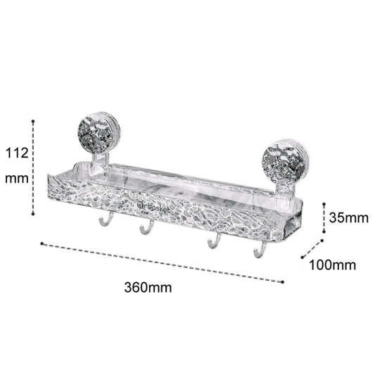 Bathroom No-Punch Suction Cup Shelf Household Restroom Wall Mounted Organizing Rack(Transparent Silver) by bashfashion