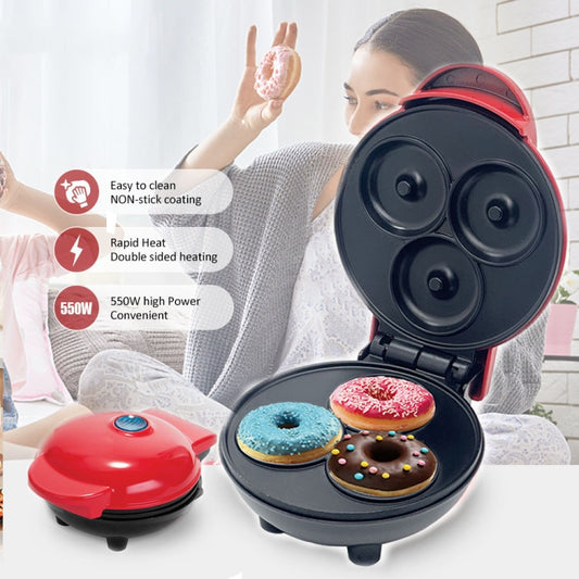 350W Mini Donut Maker Machine Can Make 3 Doughnuts 110V US Plug(Red) by bashfashion