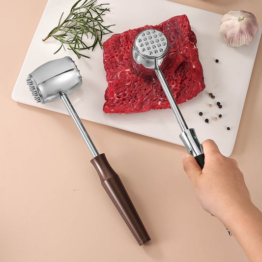 304 Stainless Steel Beef Hammer Thickened Solid Knocker Kitchen Double Sided Meat Looser, Handle: Black Color Wood by bashfashion