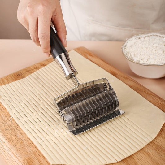 304 Stainless Steel Pusher Multifunctional Noodle Sword Thickening Kitchen Noodle Cutter, Style: Aluminum Handle 5mm by bashfashion