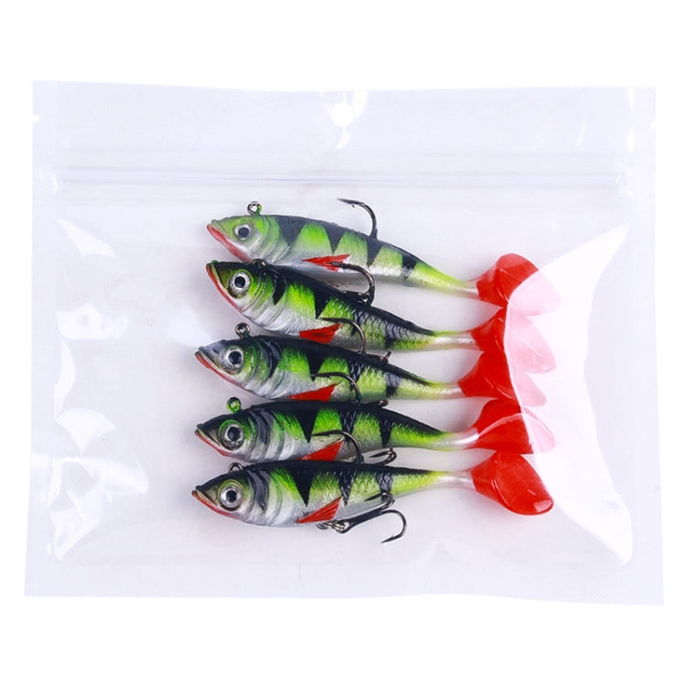 5pcs /Pack HENGJIA SO071 T-Tail Lead Fishing Lure Lua Fishing Soft Bait, Size: 8.5cm 10.6g(Green) by HENGJIA