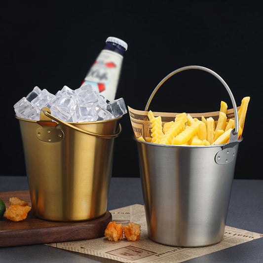 1000ml 304 Stainless Steel Handheld Ice Bucket Bar Beer Chill Bucket Chips Milk Tea Snacks Barrel(Gold) by bashfashion