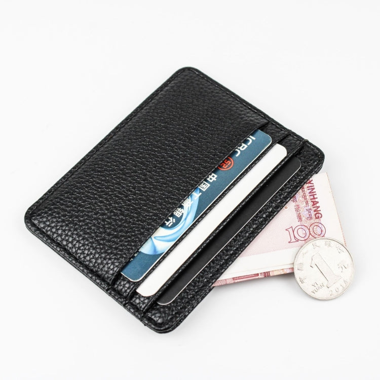 Lychee Pattern Multi-Card Slot Mini Card Holder Ultra-thin Coin Purse(Blue) by Pieru