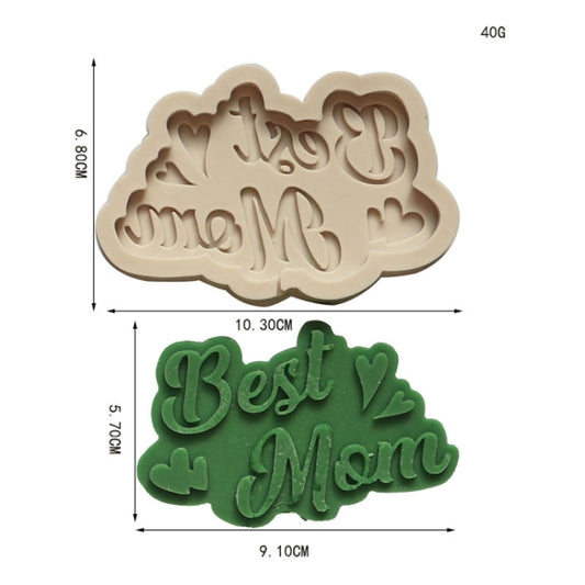 Mother Day Fondant Chocolate Silicone Mold Cake Decoration Baking Love Mother Word Mold, Color: Mk-2659 Light Gray by bashfashion