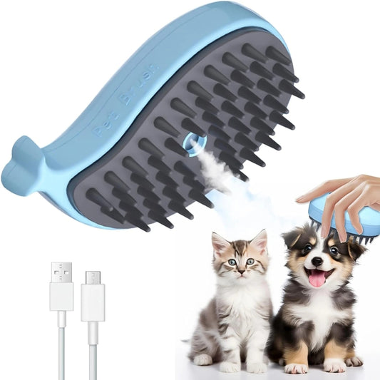 Pet Spray Steamy Brush Cat Dog Grooming Massage Comb(Dolphin Pink) by bashfashion
