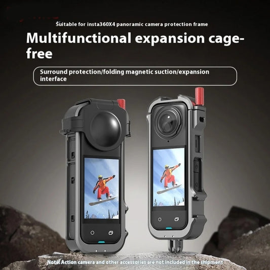 For Insta360 X4 Metal Frame Action Camera Rabbit Cage Expansion Bracket by bashfashion