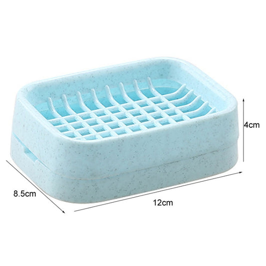 Bathroom Drainage Dual Layer Soap Box Plastic Put Soap Holder(Blue Green) by bashfashion