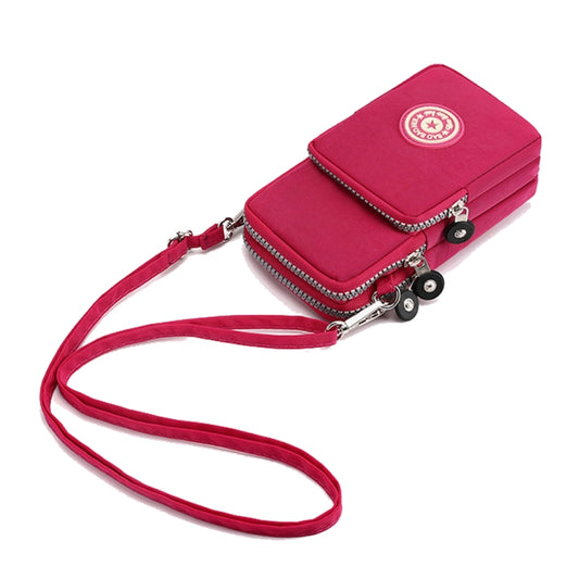Crossbody Mobile Phone Bag Vertical Coin Purse with Armband for Women(Rose Red) by bashfashion