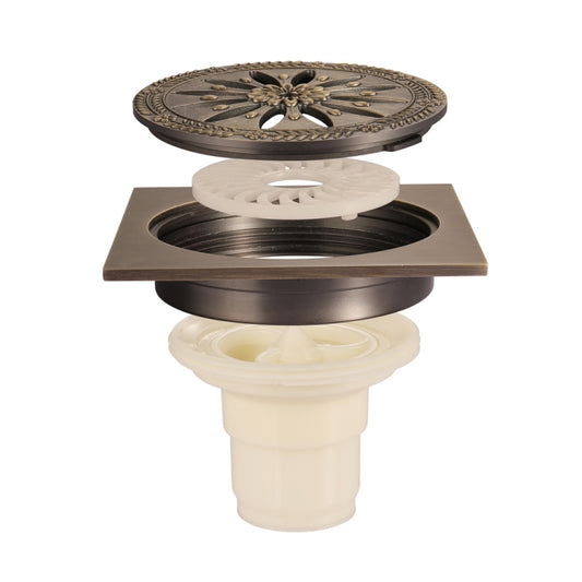 Toilet 100x100mm Retro Anti-odor and Anti-reflux Floor Drain(Green Copper) by bashfashion