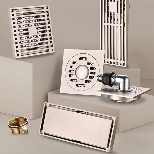 All Copper Brushed Anti-Odor Floor Drain Gravity Copper Core Bathroom Floor Drain, Specification: 8x30cm Long Invisible Medium Drain by bashfashion