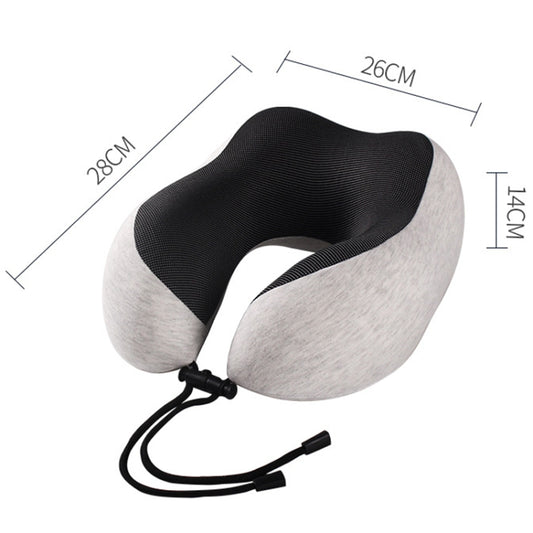 Knitted Cotton U-Shaped Memory Foam Pillow Portable Travel Neck Care Pillow(Black Gray) by bashfashion