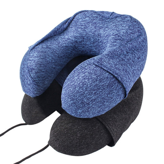 Hooded U-Shaped Memory Foam Pillow Portable Travel Neck Care Pillow(Blue) by bashfashion