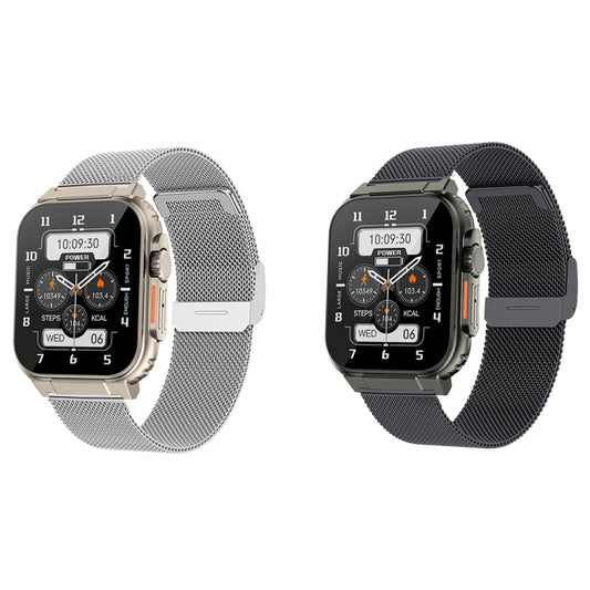 A70 1.96 Inch Health Monitoring Multifunctional IP68 Waterproof Bluetooth Call Smart Watch(Black Steel) by bashfashion