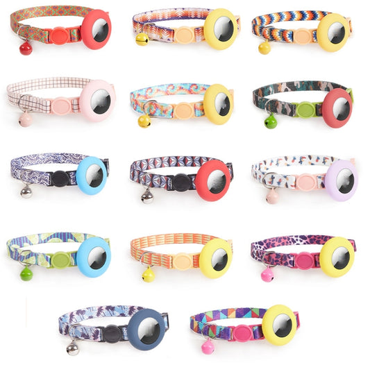 For AirTag Pet Collar Holder Print Design Case with Bell and Safety Buckle, Style: Lemon Ocean by bashfashion