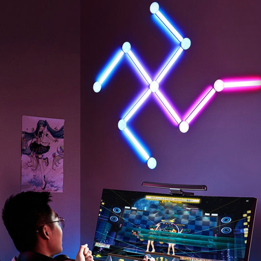 JSK-P30 9 Sections Smart WiFi Bluetooth Splicing Atmosphere Light Sound Control Constellation Light Support Amazon Alexa / Google Assistant / DuerOS UK Plug(White) by bashfashion