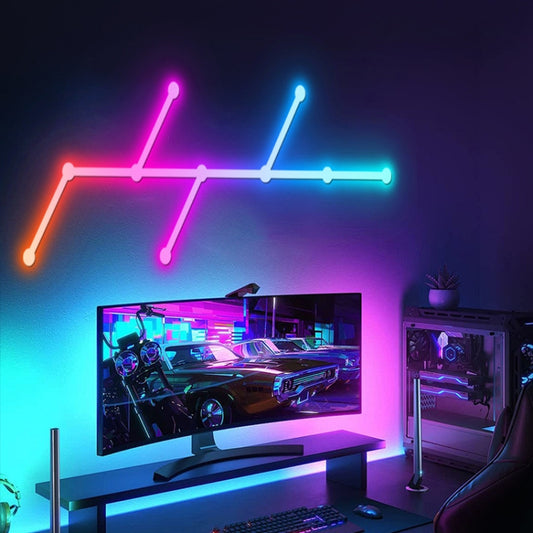 JSK-P22 5V Bluetooth RGB Stitching Light E-Sports Atmosphere Decorative Lamp, Style: 6 Sections+USB To DC Line+EU Plug(Black) by bashfashion