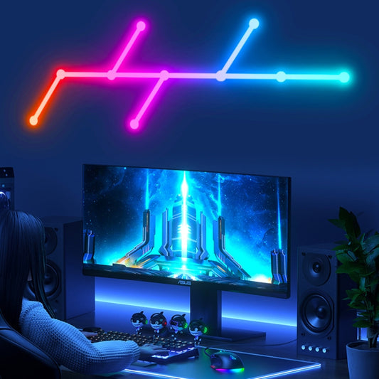 JSK-P26 Smart WiFi Bluetooth Version RGB Direct Illumination Phantom Splicing Light, Support Amazon Alexa / Google Assistant / DuerOS, Style: 9 Sections+US Plug Adapter(White) by bashfashion