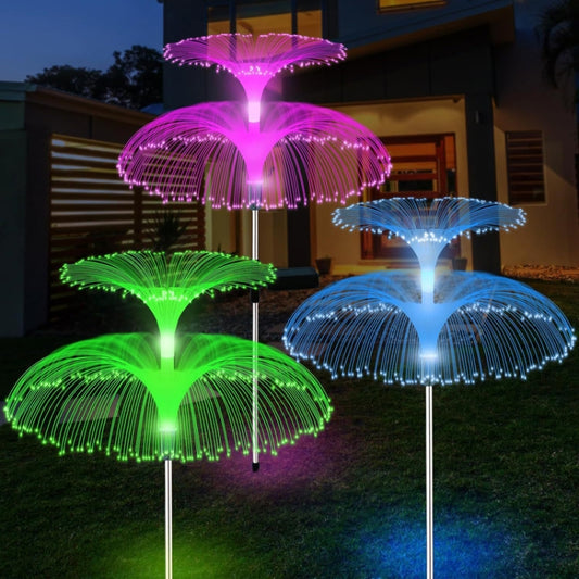 Solar Fiber Optic Light Double Layer Jellyfish Light LED Outdoor Garden Decoration Atmosphere Lamp, Style: Basic Model by bashfashion