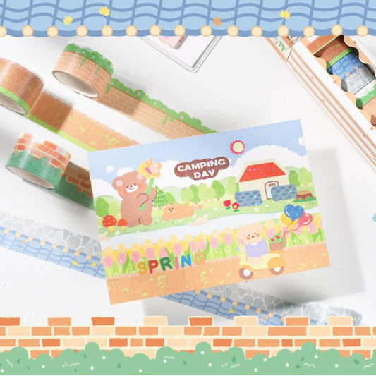 4rolls /Box 2.5cm x 2m Slow Life Washi Tape for Scrapbooking and Journal Decoration, Style: Garden Wall by bashfashion