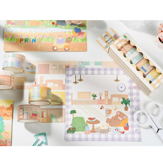 4rolls /Box 2.5cm x 2m Slow Life Washi Tape for Scrapbooking and Journal Decoration, Style: Household Life by bashfashion
