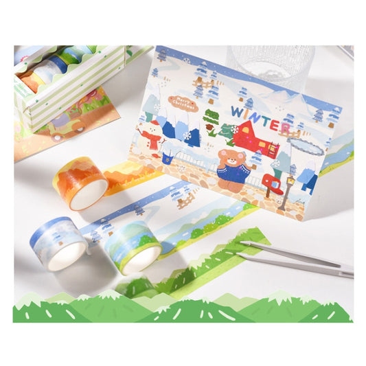 4rolls /Box 2.5cm x 2m Slow Life Washi Tape for Scrapbooking and Journal Decoration, Style: Four Seasons of Mountains by bashfashion