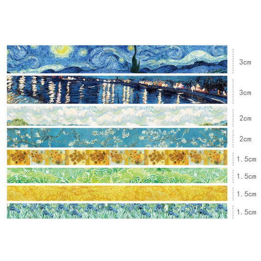 8rolls /Box Ancient Style Transparent PET Tape Set for Journaling 3cm x 2+2cm x 2+1.5cm x 4(Van Gogh) by bashfashion