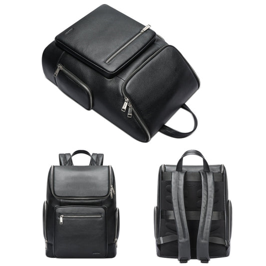 Bopai 61-122431 Large-capacity First-layer Cowhide Business Waterproof Laptop Backpack(Black) by Bopai