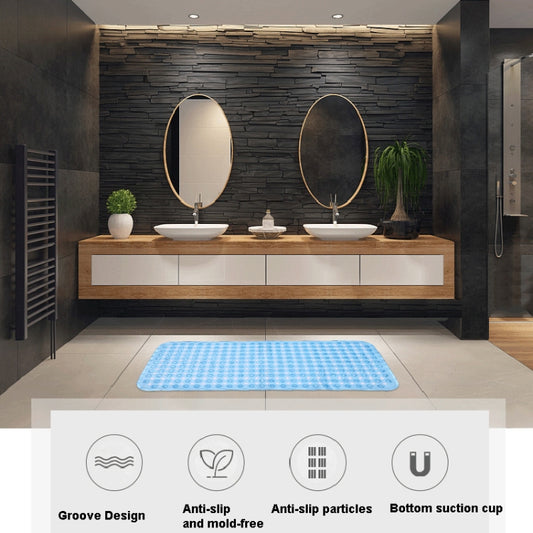Non-slip Bath Mat Diamond Cut Bathtub Mats With Drain Holes And Suction Cup 88 x 40cm(Transparent) by bashfashion