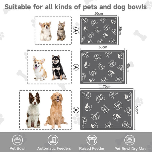 Pet Floor Mat Anti-Tear And Bite Absorbent Feeding Mat Sleeping Anti-Slip Dog Nest Pad, Style: Cats And Dogs Deep Gray(50x70cm) by bashfashion