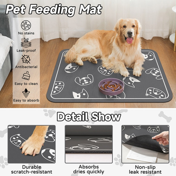 Pet Floor Mat Anti-Tear And Bite Absorbent Feeding Mat Sleeping Anti-Slip Dog Nest Pad, Style: Cats And Dogs Light Gray(50x70cm) by bashfashion