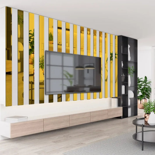 3x100cm 3D Mirror Wall Stickers Beautiful Edge Decorative Strip Living Room TV Background Decorative Self-adhesive Beltline Sewing(Black) by bashfashion