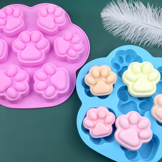 7 Cells Small and Large Cat Paw Silicone Cake Mould Cartoon DIY Handmade Essential Oil Soap Moulds(Light Blue) by bashfashion