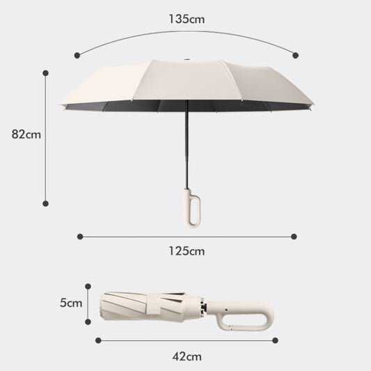 Fully Automatic Rain Or Shine Umbrella Foldable Unisex Sun Shade Umbrella, Style: Reverse Beige 125cm by bashfashion