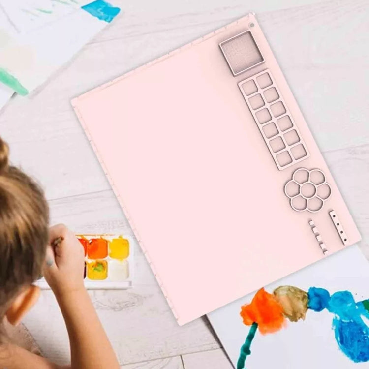 50x40cm Silicone Painting Pad With Paint Holder Art Mat For Drawing Clay(Sky Blue) by bashfashion