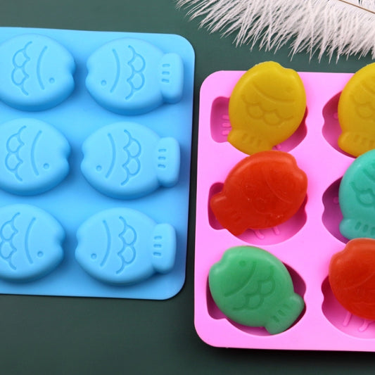 6 Grids Little Fish Shape Silicone Cake Mould Handmade Soap Mould(Pink) by bashfashion