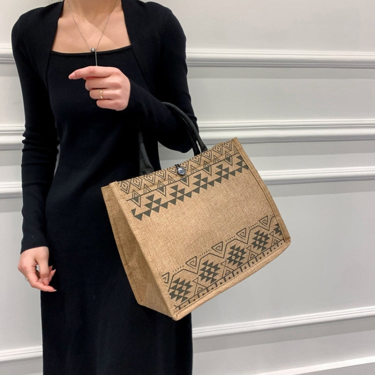 Nation Style Printing Handbag Simple Large Capacity Linen Tote Bag(Triangle) by bashfashion