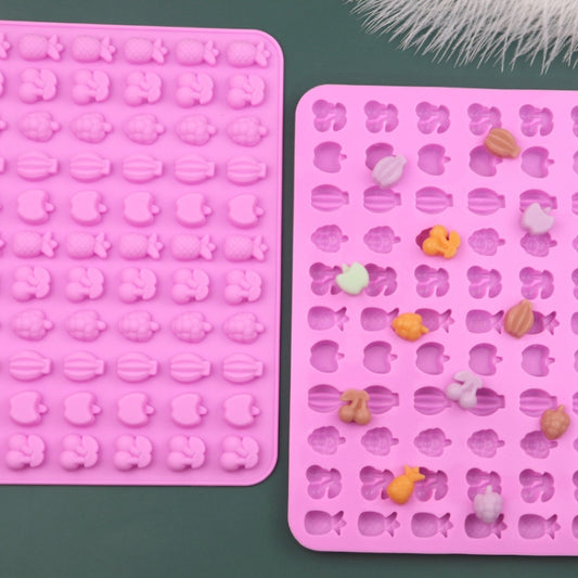66 Grids Fruit Silicone Fudge Molds Mini Candy Molds(Pink) by bashfashion